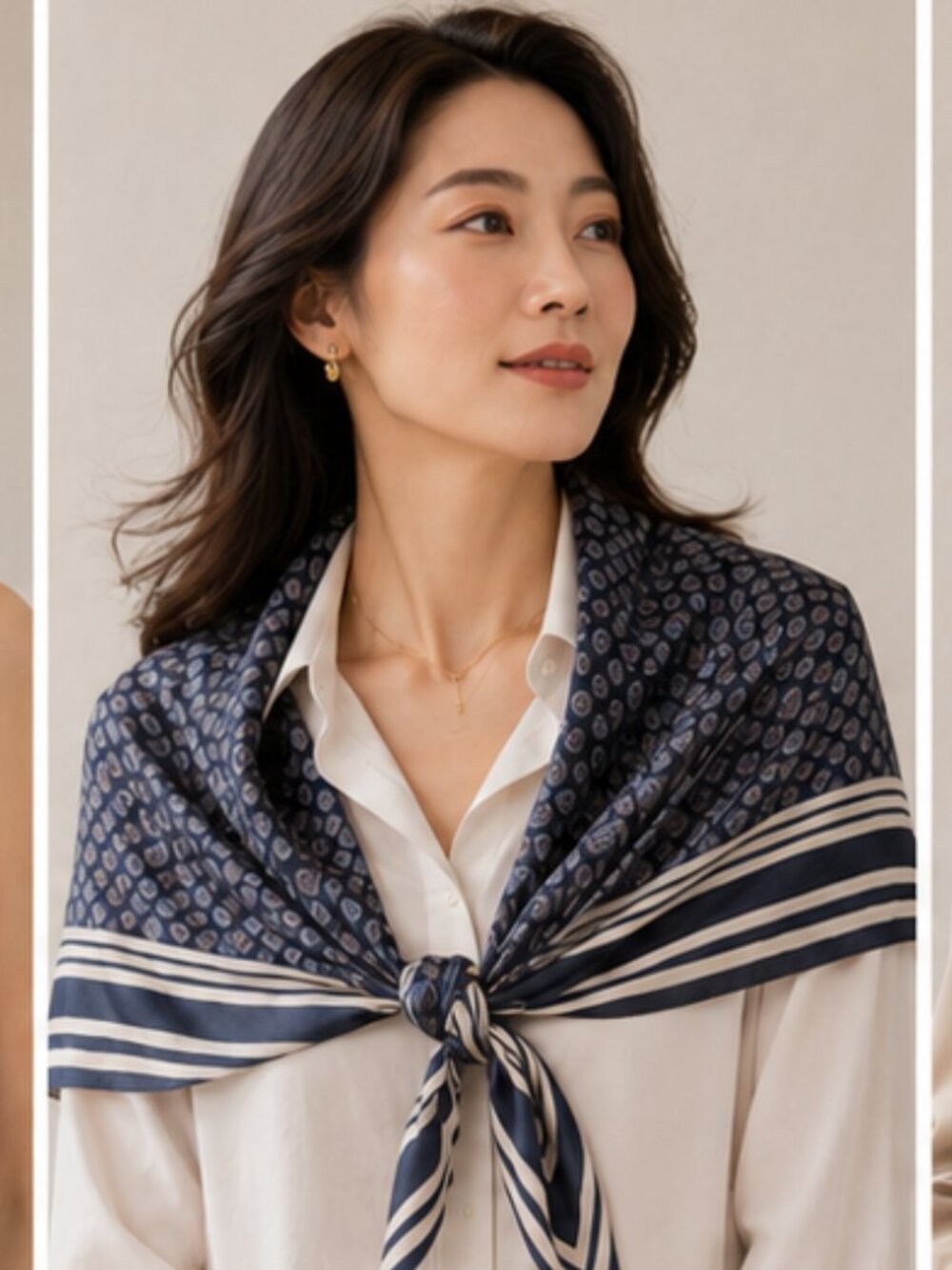 NWT Jason Wu Navy and White Printed Scarf 41”x 43”